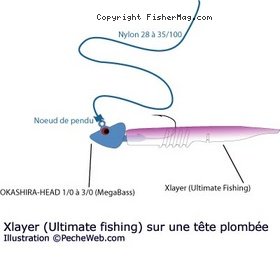 X-layer sur tete plombee Okashira-head de Megabass (Ultimate-Fishing)